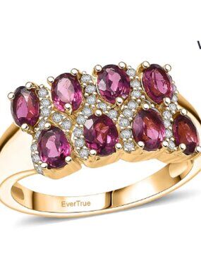Orissa Rhodolite Garnet, White Zircon Ring
